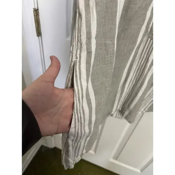 Linen Blend Resort Wear D&Co Striped Cover Up Top Size Large Coastal Beach - Picture 6 of 8